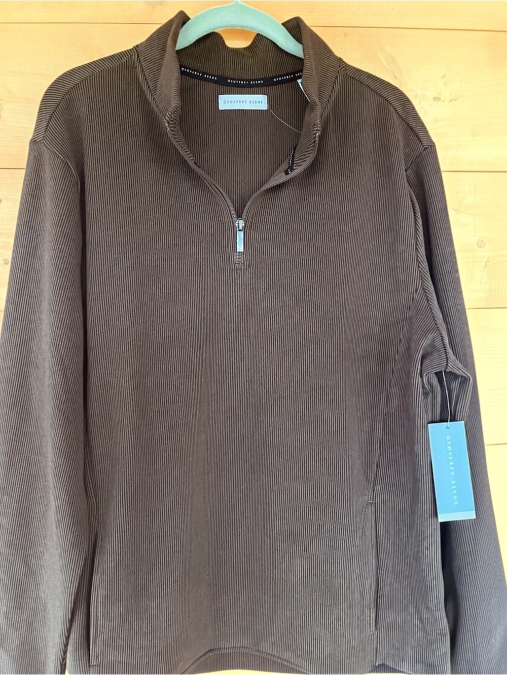 Geoffrey Beene Men's Quarter-Zip Ribbed Sweater - Coffee New with Tags XL